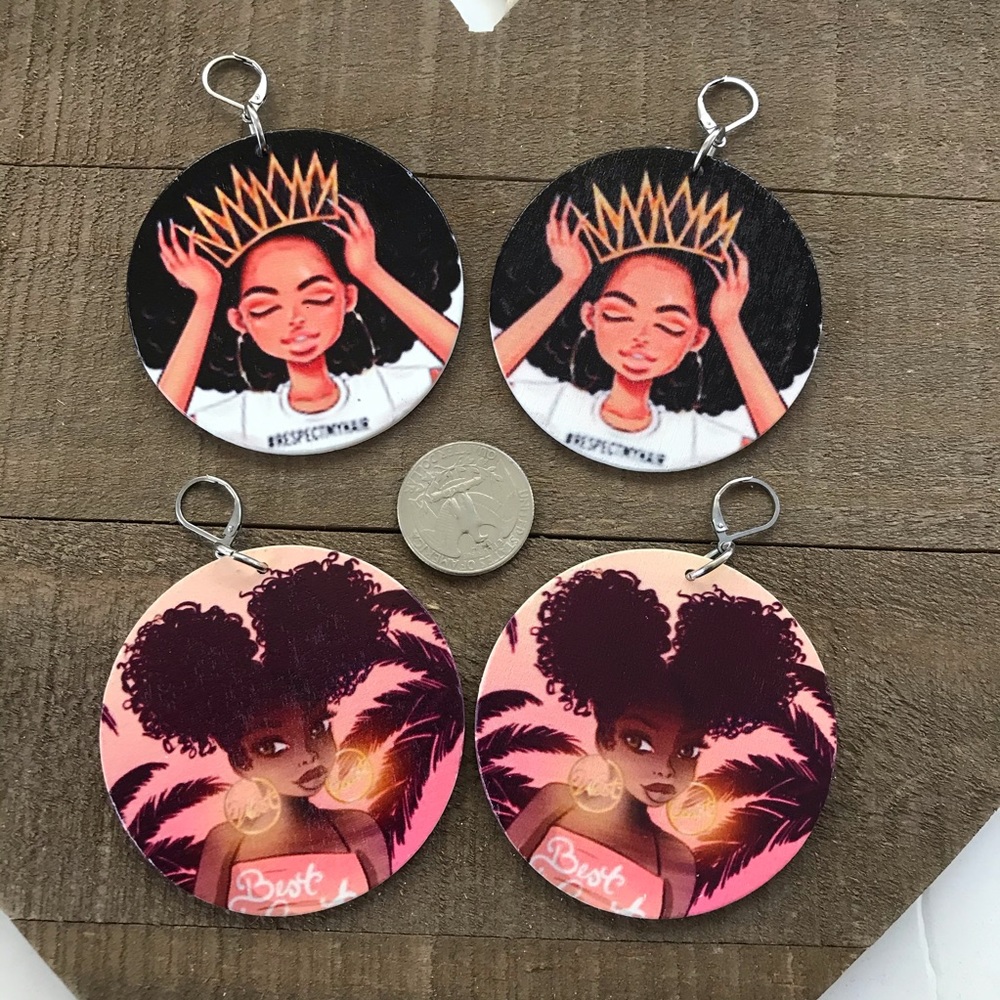 Urban Wooden Earrings - Picture 2 of 3